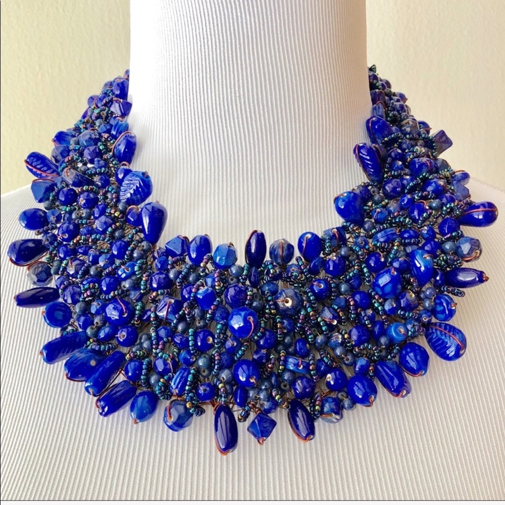 Handcrafted Glass Copper Wire Beads Necklace